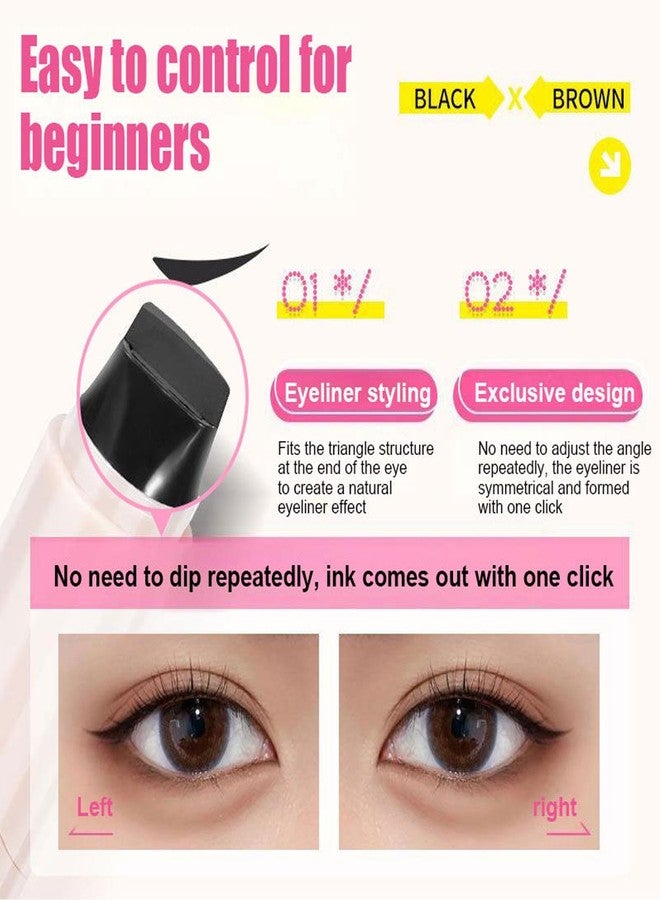 KTouler 2 Pack Wing Eyeliner Stamp,Liquid Eyeliner Stencil Set,Waterpoof Natural Cat Eye Eyeliner Stamp,Long-Lasting,Smudgeproof Foldable Eye Stencil Makeup Tool(Black+Brown) - Image 4